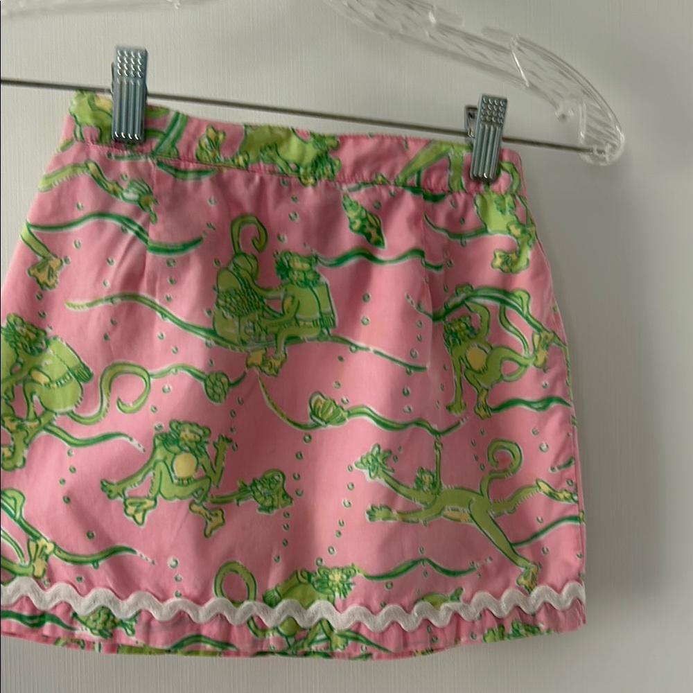 Lilly Pulitzer Pink and Green Ruffled Mini Skirt Resort Wear